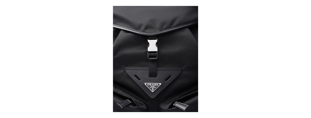 The Prada backpack is made of Re nylon and leather