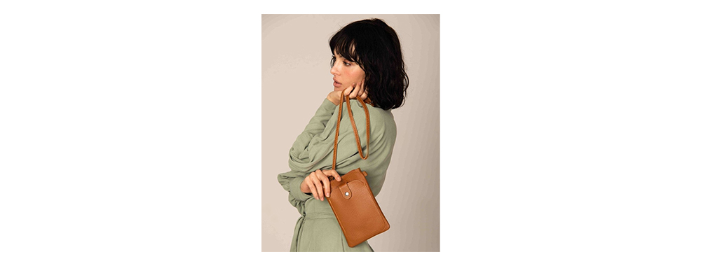 Display of crossbody bags designed specifically for large screen smartphones
