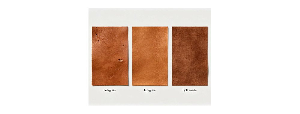 Comparison chart of different types of leather materials